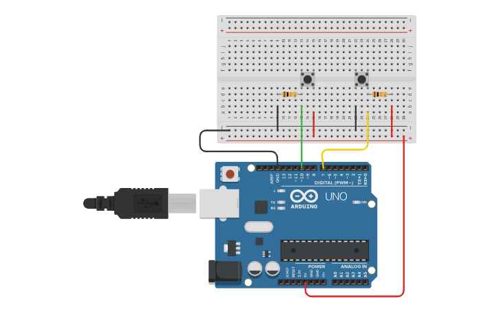 Circuit design button - pull Up \ pull Down - Tinkercad