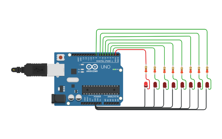 Circuit design (4.2) Multiple Blinking LED - Tinkercad