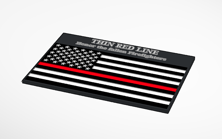 3D design Thin red line flag - Tinkercad