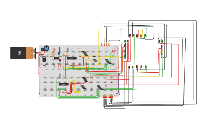 Circuit design Copy of traffic light controller - Tinkercad
