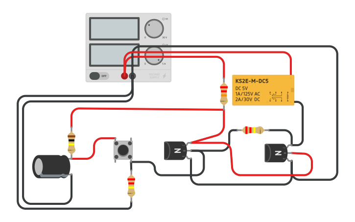 Circuit design Transistor set-reset Latching Relay - Tinkercad