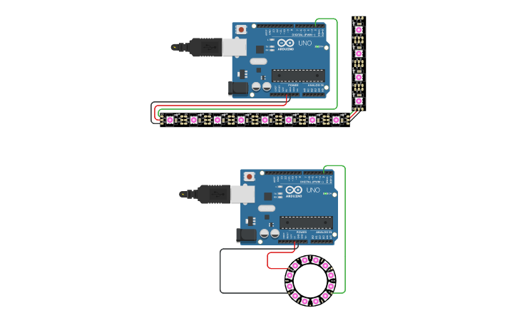Circuit design NeoPixel LEDS - Tinkercad