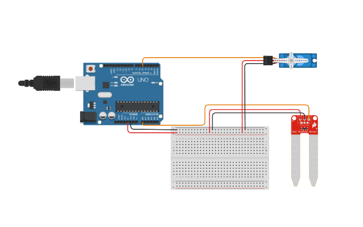 Circuit design Rain Detector System - Tinkercad