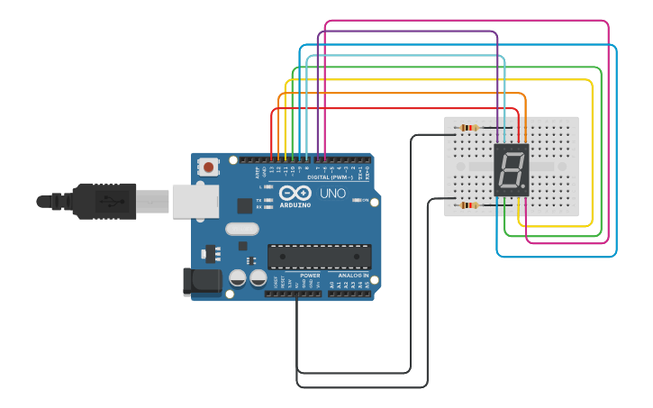 Circuit design Experiment-2 7 Segment Display - Tinkercad