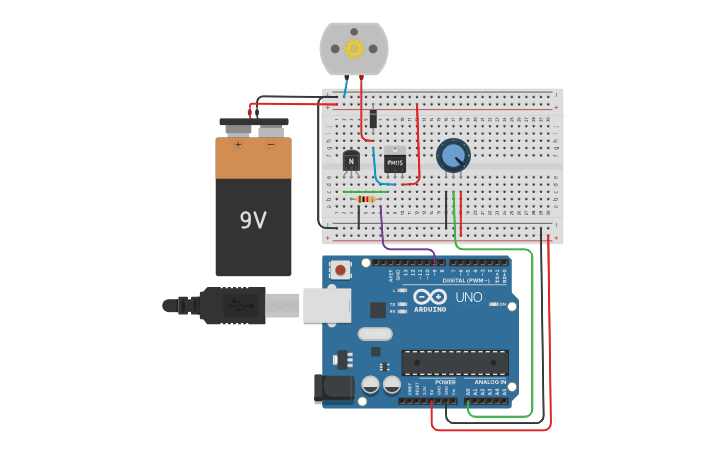 Circuit design arduino large signal PMOSFET - Tinkercad