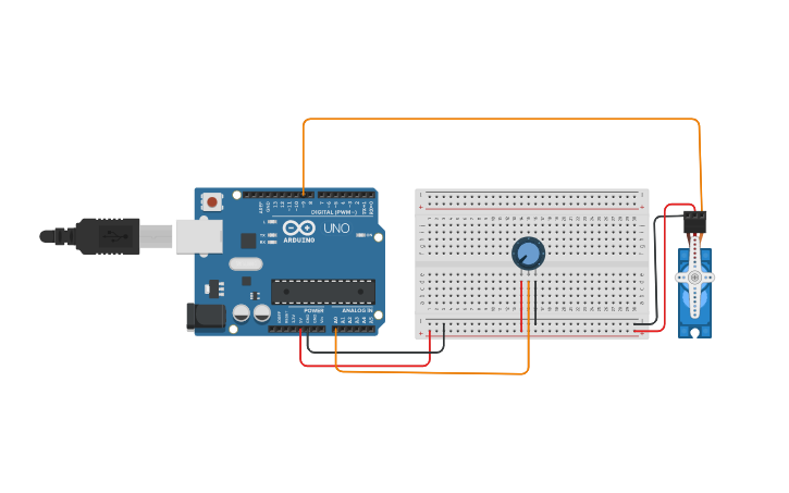 Circuit design POTENTIOMETER with SERVO MOTOR - Tinkercad