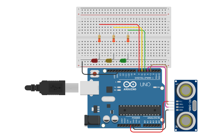 Circuit design WATER LEVEL SENSOR - Tinkercad