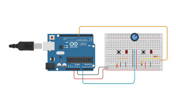 Circuit design Pull Up pull Down - Tinkercad