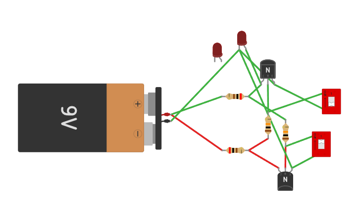 Circuit design NPN transistor logic cgate - Tinkercad