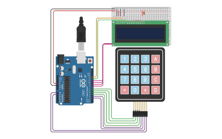 Circuit design LCD with Keypad - Tinkercad
