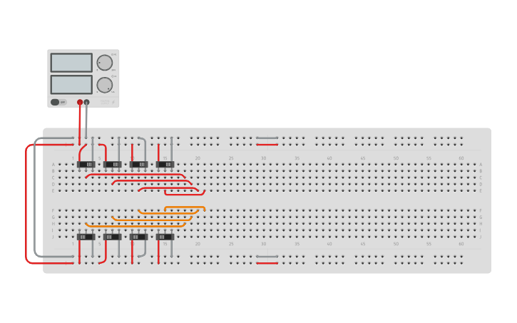 Circuit design input 8bit digital - Tinkercad