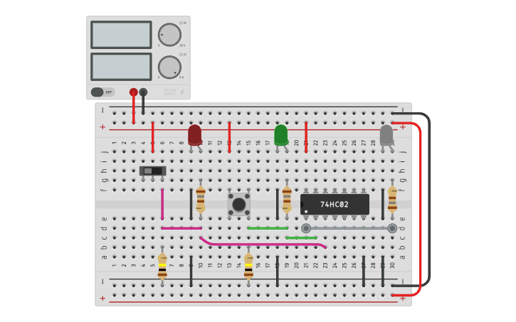 Circuit design 74HC02 4 nor - Tinkercad