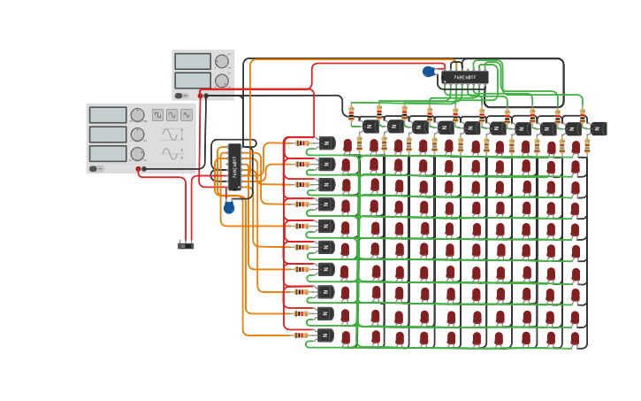 Circuit design 100 LED Chaser - Tinkercad