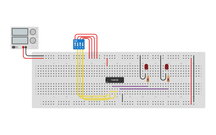 Circuit design 4:2 encoder - Tinkercad