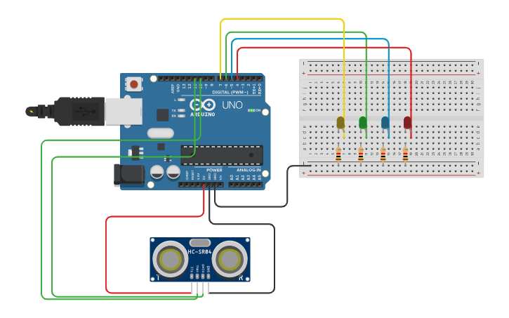 Circuit design Level Sensor - Tinkercad