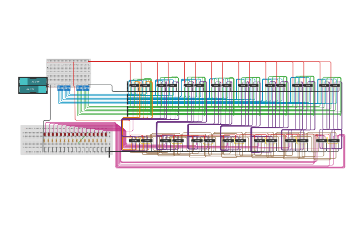 Circuit design 8-Bit Multiplier - Tinkercad