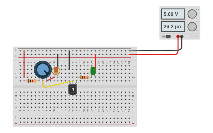 Circuit design de santis 1 led 1 fotoresistenza - Tinkercad