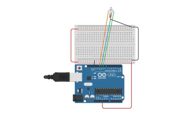 Circuit design RGB - Tinkercad