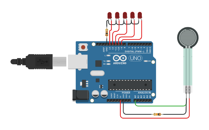Circuit design Force sensor arduino - Tinkercad