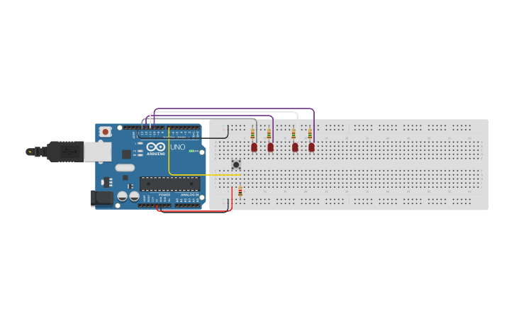 Circuit design Activacion led por led con pulsador y Arduino - Tinkercad