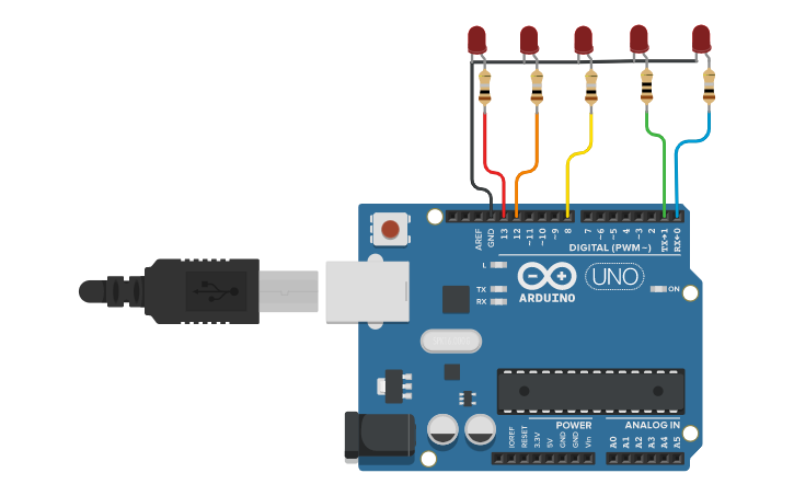 Circuit design Knight-Rider - Tinkercad