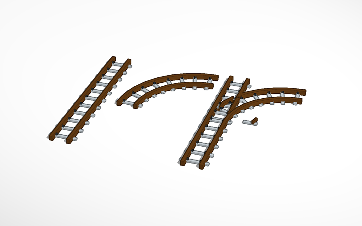 3D design Rails Straight+curveWithPoint - Tinkercad