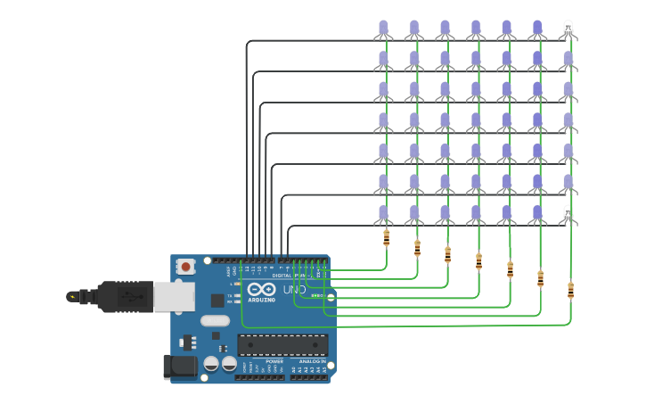 Circuit design advanced RGB LED Matrix - Tinkercad