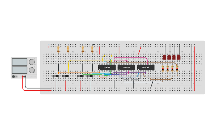 Circuit design 2 Bit Multiplier - Tinkercad