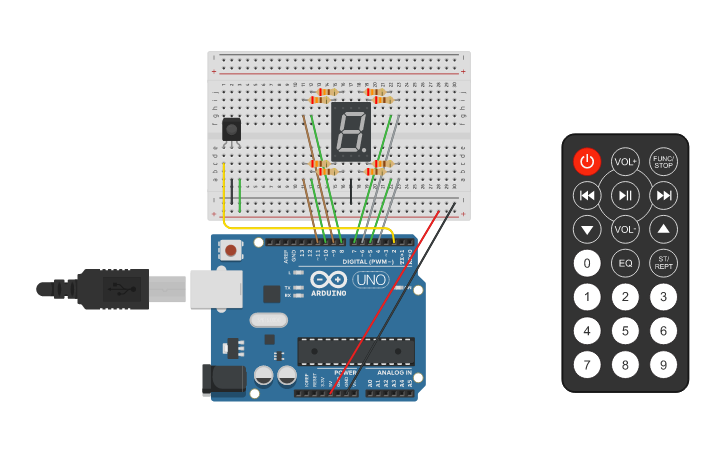 Circuit design Telecommande - Tinkercad