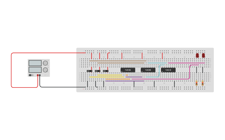 Circuit design Full Adder using Basic gates - Tinkercad