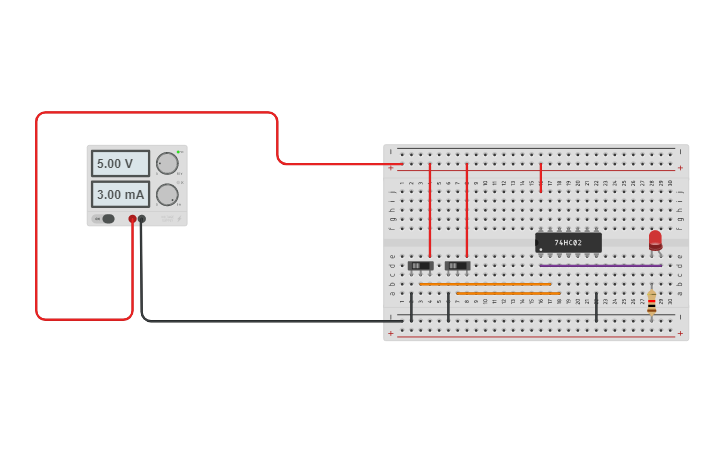 Circuit design NOR GATE - Tinkercad