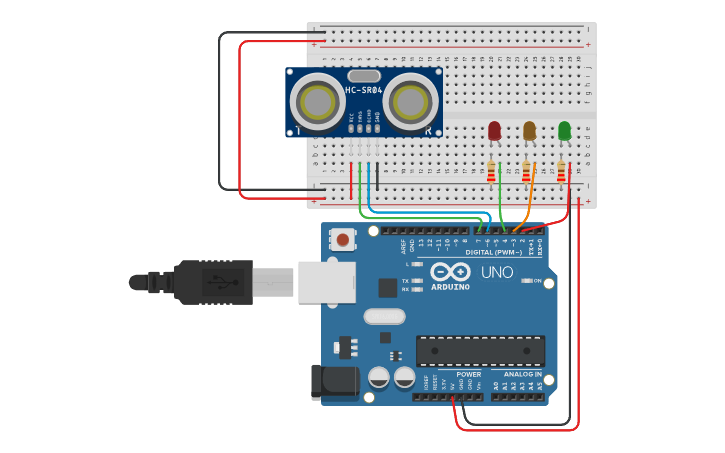 Circuit design Flood Sensor - Tinkercad