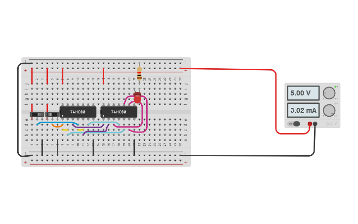 Circuit design EXOR Using NAND - Tinkercad