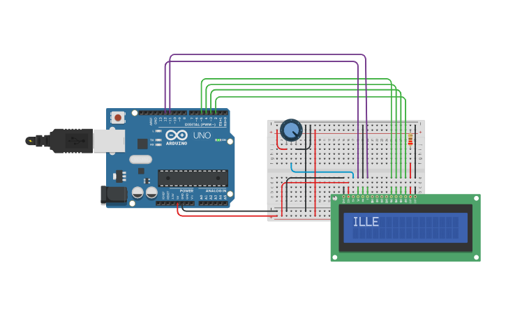 Circuit design ARDUINO PANTALLA LED - Tinkercad