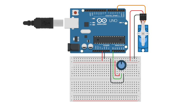 Circuit design Servo Motor Controlled by Pot - Tinkercad