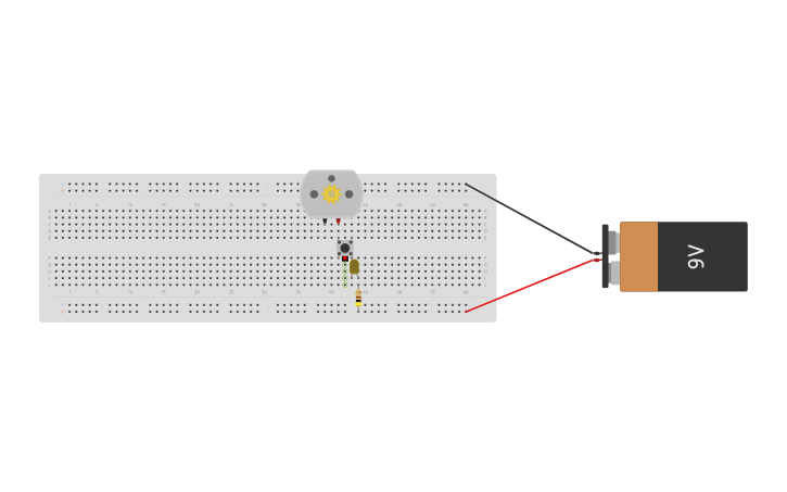 Circuit design motor y led con pulsador - Tinkercad