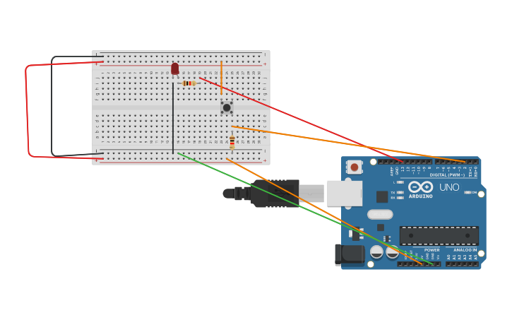 Circuit design blink led by using switch - Tinkercad