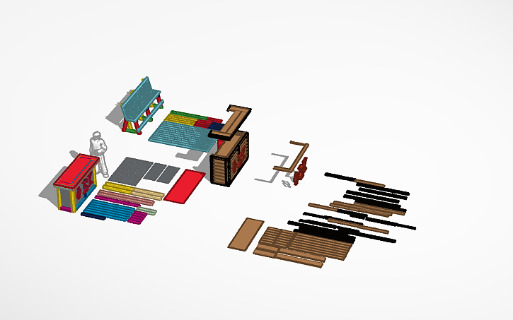 3D design bar and bench - Tinkercad