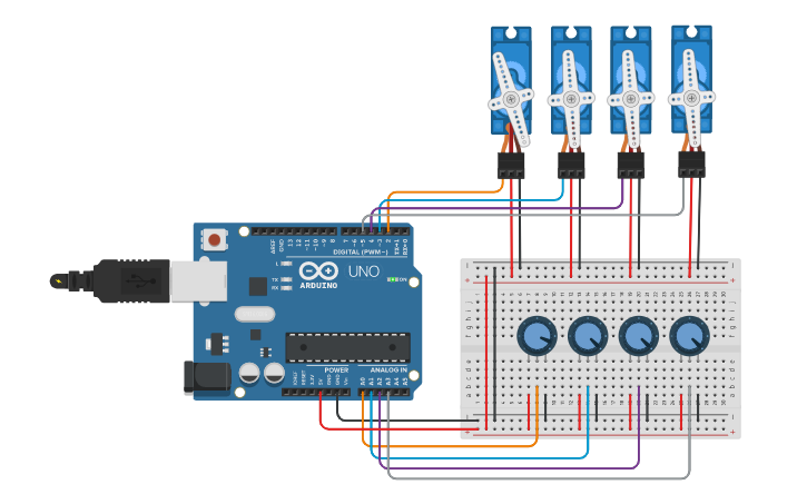 Circuit design Servo Control with Pot - Tinkercad