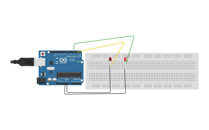 Circuit design LED ON AND OFF - Tinkercad