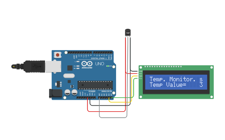 Circuit design Temperature Control System - Tinkercad