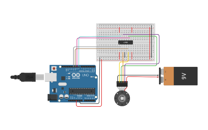 Circuit design MOTOR PASO A PASO - Tinkercad