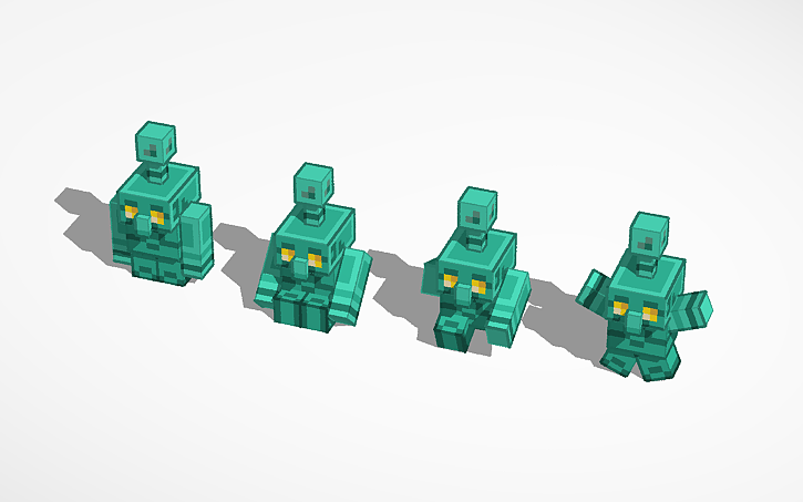 3D design Minecraft copper golem poses - Tinkercad