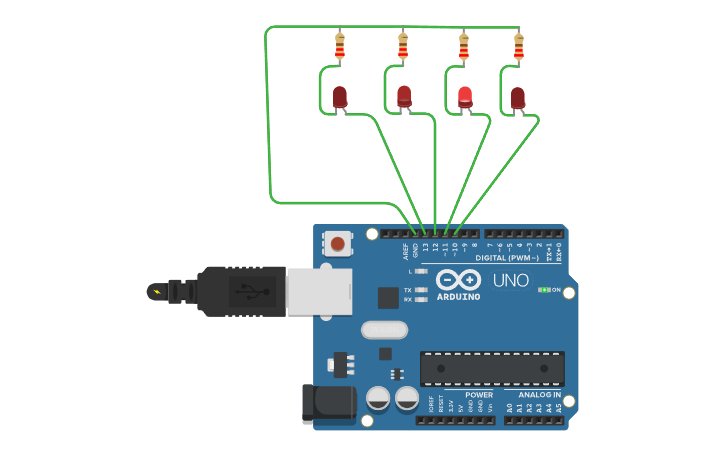 Circuit design Project 1 LED Array - Tinkercad