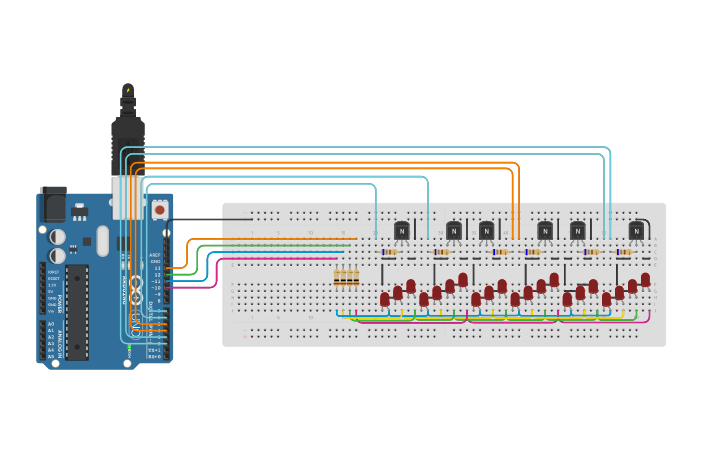 Circuit design LED Matrix Binary Clock - Tinkercad