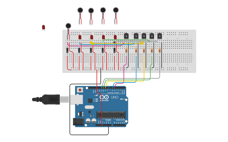 Circuit design Haptic Device - TEST CODE - Tinkercad