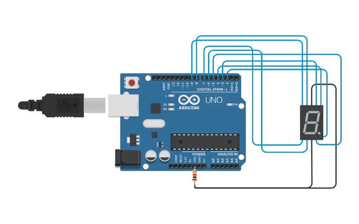 Circuit design 7 Segment Arduino Numbers 0-9 - Tinkercad