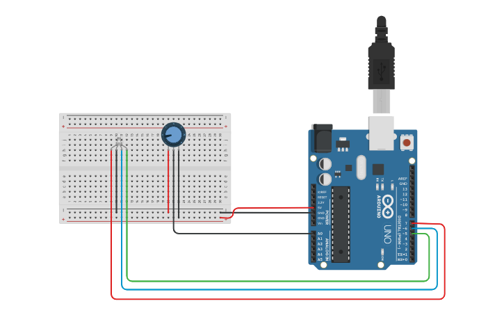 Circuit design RGB LED Color Change using variable register - Tinkercad