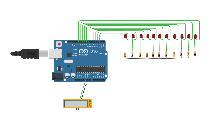 Circuit design LED Chaser - Tinkercad