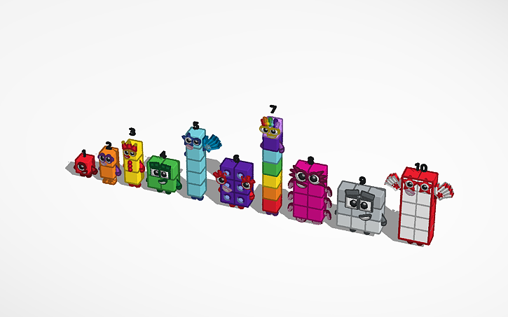 Big Rig Number Blocks 3D design NumberBlocks One to Ten - Tinkercad